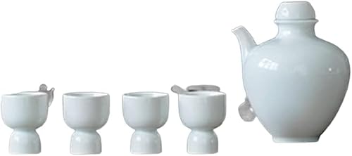 Japanese Sake Set,Sake Set Japanese Sake Pot Set 5 Pieces Sake Cup Set,Craft Wine Glasses for Cold/Hot/Shochu/Tea