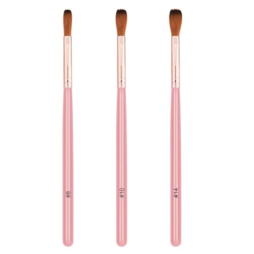 3 Pcs Acrylic Nail Brush Set Size 8/10/14 Nail Brush Set for Nail Extension Acrylic Nail Art Design Women Gift Set Manicure & Pedicure Nail Brushes for Professional Use