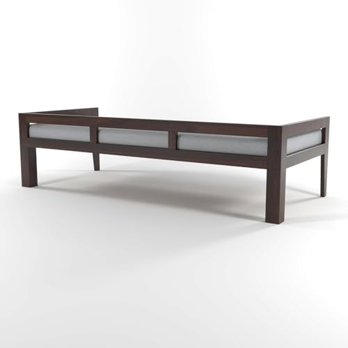 Image of Solid Sheesham Wood Sofa 3 Seater Sofa Diwan Bed for Home Living Room Wooden Couch Diwan Sofa Sheet Without Small Pillow for Living Room and Office (Walnut)