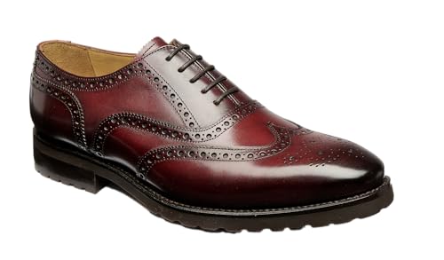 BARKER Marston Herren-Oxford-Schuhe aus poliertem Leder – luxuriöse, handgefertigte formelle Anzugschuhe, Burgunderrot, 40 2/3 EU