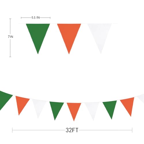Pinkblume MZY 173 32Ft Orange Green White Graduation Party Decorations 2023 Halloween Pennant Banner Fabric Triangle Flag Bunting Garland thumb #6