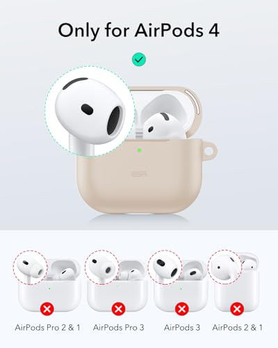 Image of ESR for AirPods 4 Case, Compatible with AirPods 4th Generation Case (2024) (USB-C), Magnetic Lid Lock, Full Drop Protection Cover, Cloud Soft Case, Desert Titanium