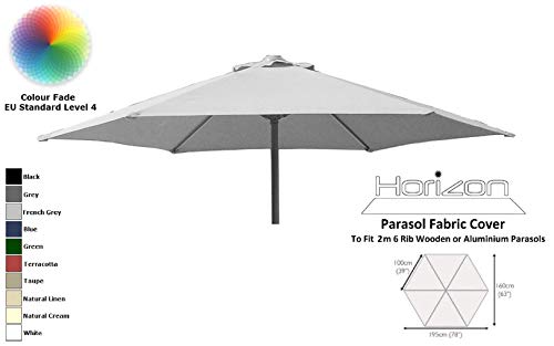 HORIZON 2M REPLACEMENT PARASOL FABRIC COVER 6-ARMS (French Grey)