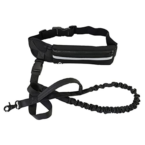 Sunny Sand Sea Safe And Portable Hands Free Dog Leash Elastic Rope With Detachable Storage Two Pockets Bag Waist Leash For Dog Walking Suitable For Medium And Large Dogs (Black) #TOP14