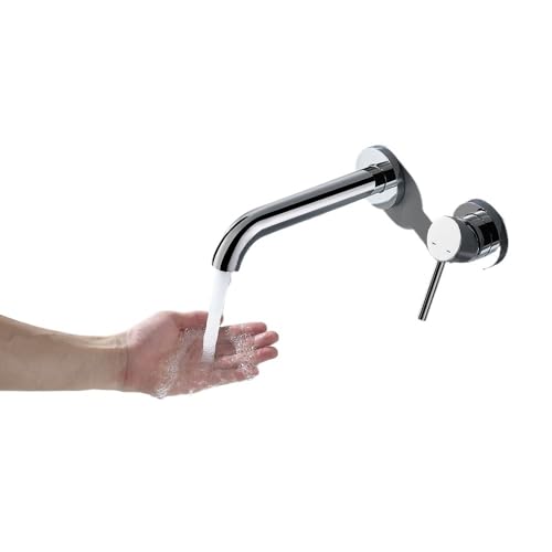 Robinet de lavabo encastrable mural noir et chromé pour salle de bain
