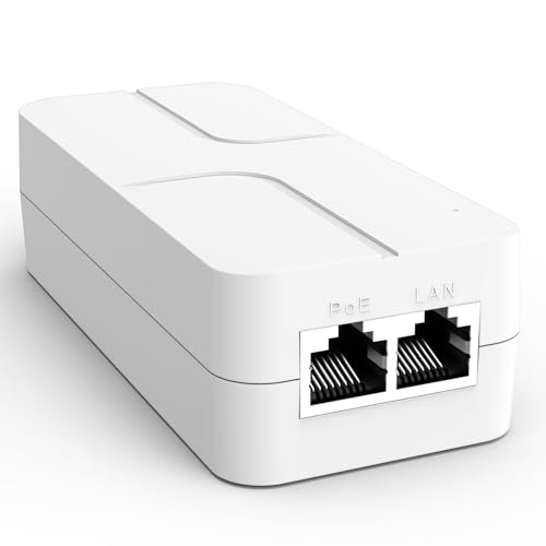 YuanLey Inyector PoE de 2,5 G de 30 W, el inyector PoE+ convierte no PoE a PoE+, 48 V IEEE 802.3at/af, 10/100/1000/2500 Mbps Ethernet PoE adaptador Plug & Play, alimentación a través de Ethernet de