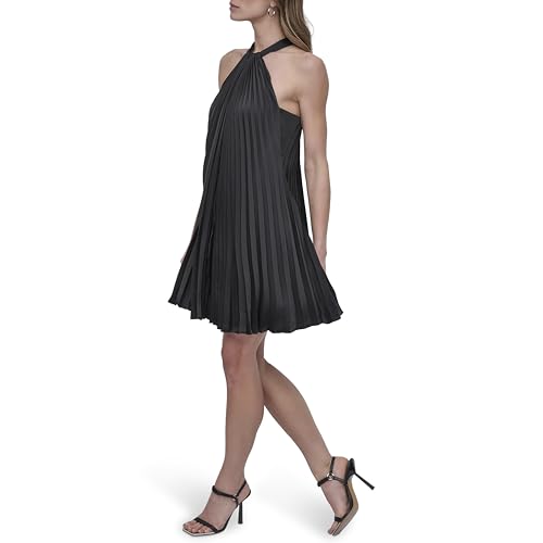 Robe Plissée DKNY sans Manches Col Halter Mini Chic