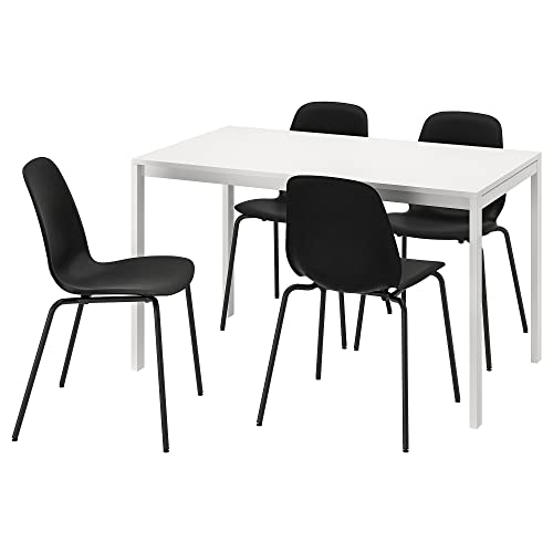 IKEA MELLTORP/LIDÅS mesa y 4 sillas, 125 cm, blanco blanco/negro/negro