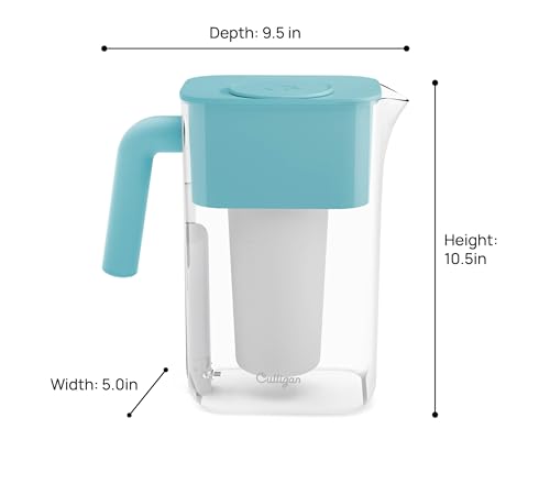 Image of Culligan with ZeroWater Technology 10-Cup Water Filter Pitcher - Includes 5-Stage Advanced Water Filter, IAPMO Certified to Reduce Lead, Total PFAS, Mercury, Fluoride, and Chlorine - Aqua