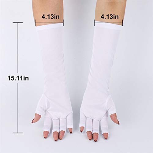 AORAEM Gloves for Gel Manicure,Fingerless Manicure Long Gloves Nail Art Tool for Women (Long) - Thumbnail 2
