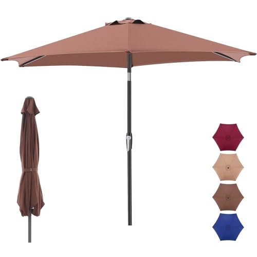 NEWBULIG 7.5FT Patio Umbrella, Outdoor Table Umbrellas with Push Button Tilt and Crank, 6 Sturdy Ribs, Waterproof, UV Protection and Fade Resistant, for Pool, Garden, Market, Backyard