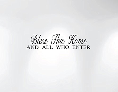 Innovative Stencils Bless This Home and All Who Enter Wall Decal Sticker Quote #1240 (28" Wide X 6" High) (Matte Black, 28" Wide X 6" High)