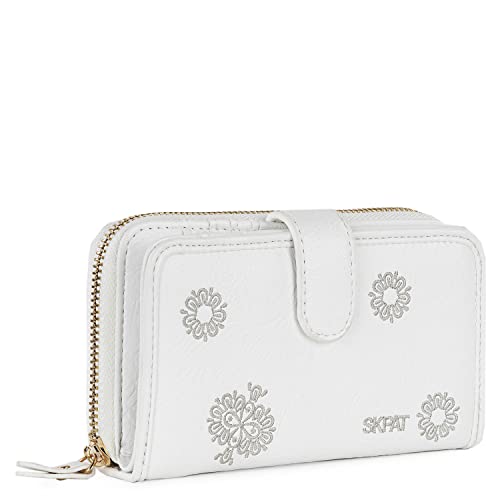 SKPAT - Geldbörse Damen Gross - Strapazierfähige Portemonnaie Damen - Damen Geldbörse - Damen-Geldbörsen mit Materialien - Damen Portemonnaie, Weiss