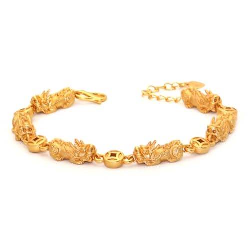 Fashion 18K Gold Plated Feng Shui Adjustable Wristband Pi Xiu Link Chain Bracelet