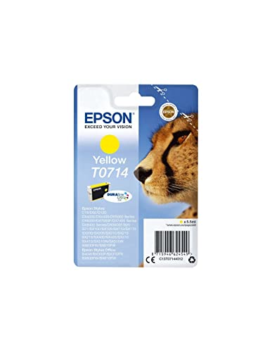 Epson T0714 Cheetah Yellow, Genuine, DURABrite Ultra Ink