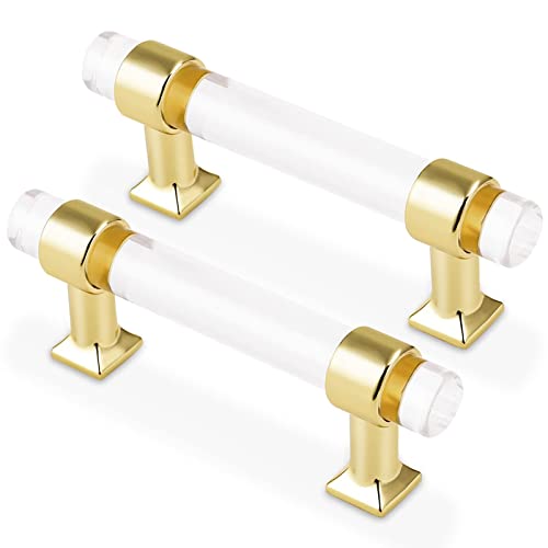 limiao123 Tirador Armario Cocina,Asas Gabinete Doradas Tiradores Cajones AcríLicos Muebles Puerta Tirador para Cajones Cocina Muebles Dormitorio 2 Piezas(Size:96mm(3.7in)) Cover
