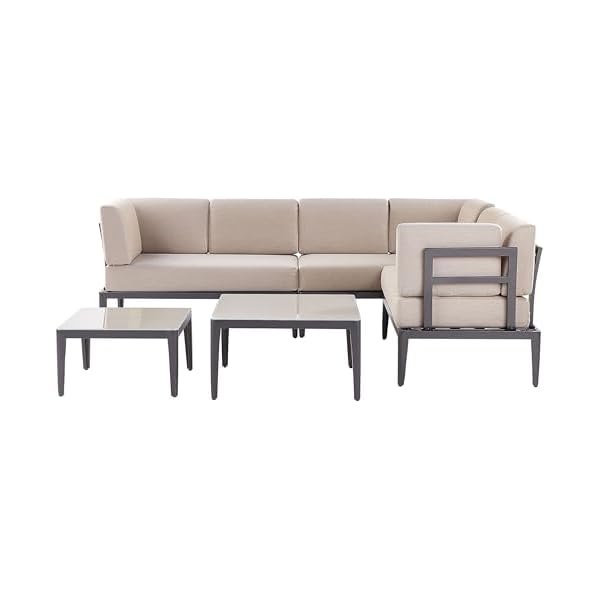 Beliani Lounge-Set Rima III Grau/Beige