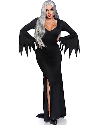 Leg Avenue Womens Floor Length Gothic Dress Witch Costume, Black, MED/LGE
