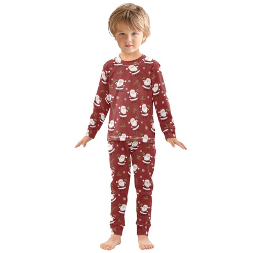 Pajama Sets Long Sleeve Santa Claus Winter Snowflakes Soft Comfy Sleepwear 2 Piece PJS 3-8T2