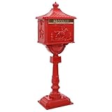 vidaXL Boîte aux Lettres Debout avec Porte Rouge 42,5 x 29,5 x 117 cm, Boîte aux Lettres V...
