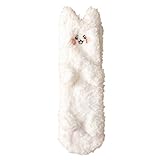 Flauschige Socken für Herren und Damen, gemütliche Hausschuhsocken, Korallen-Fleece, warme warme Tiersocken, bequeme Plüsch-Schlafsocken für Hausschuhe, Bett, Zuhause, Schlafen, A03Weiß, Einheitsgröße