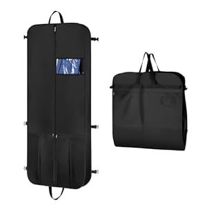 KEEGH Garment Bags for Travel 54″ Tri-fold Garment Bag for Dresses Long Suit Bags Dress Bags for Closet Storage Hanging Clothes for Suit Coats Tuxedos Dresses with 4 Big Pockets, Black