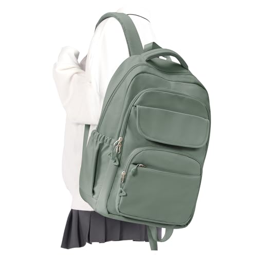 Lendolk Mochila Colegio Instituto Chica Chico, Mochila Universidad Casual Hombre Mujer, Mochilas Portatil 15.6 Ligera Impermeable, Mochilas Escolares Viaje Deporte Adolescentes(Verde oliva)