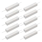 Skweawert Cement Resistor, 10PCS 10W 8 Ohm 5% Axial Lead Wire Resistor White Wound Fixed Ceramic Resistors Wirewound Power Resistors Flame Heat Moisture Resistance Precharge Horizontal Resistors