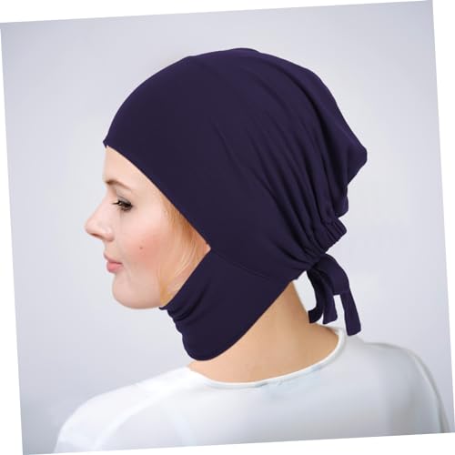 Fashionable Elastic Turban Cap for Women Soft Breathable Muslim Headwear Solid Colors Stylish Tie-Back Bonnet for Everyday Wear and Special Occasions3