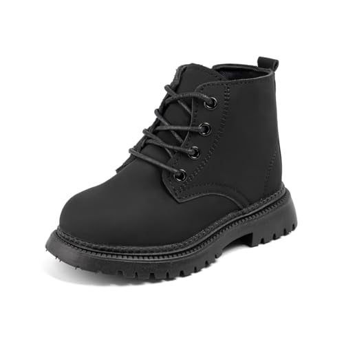 Casazoe Toddler Boys Girls Boots Little Kid Classic Work Boots Side Zipper Casual Walking Hiking Shoe High Top Lace Up Combat Ankle Shoes