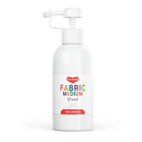 Smallbudi Professional Effects Fabric Medium 10 oz Bottle with Pump Fluid Acrylic Medium for Fabric Painting Improves Paint Adhesion and Flexibility Textile Medium for DIY Clothing T-shirts Shoes