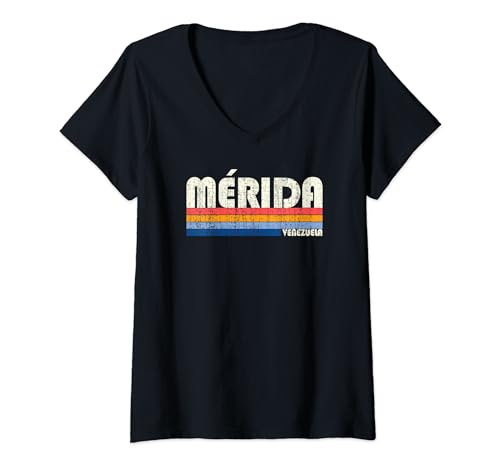 Mujer Estilo retro vintage de los 70 y 80 Mérida, Venezuela Camiseta Cuello V