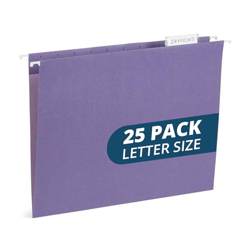 Dossiers suspendus violets lettre Blue Summit Supplies pour tiroir de bureau lot de 25