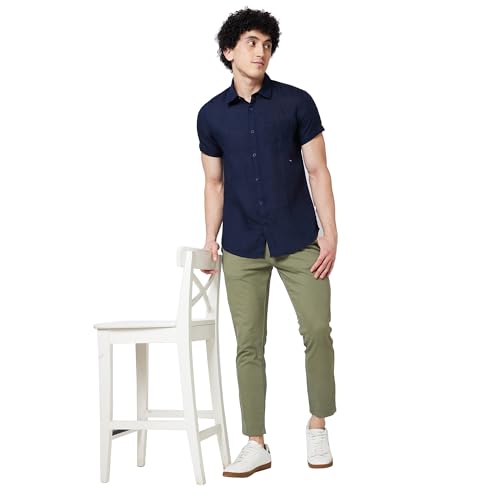 Image of Spykar Men's Regular Fit N /A Half Sleeve Solid Casual Shirts