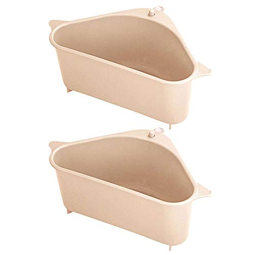 IOOI 2 Stück Waschbecken Filterablage Dreieck-Lagerregal - Seiher Sieb Set Klappbar Abtropfsieb über die Spüle Vegtable/Obst Küche Sieb Teesieb mit ausziehbaren Griffen (Beige) Cover