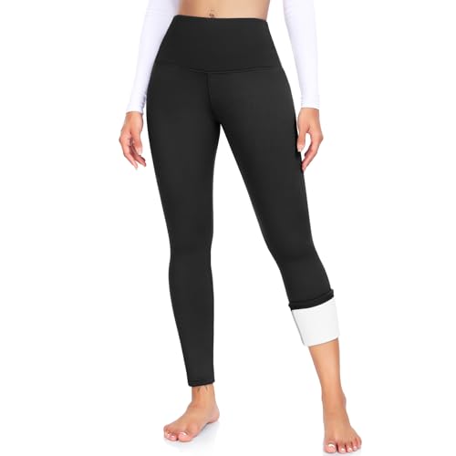 ACTINPUT Women's Fleece Lined Thermal Leggings (Black, S)
