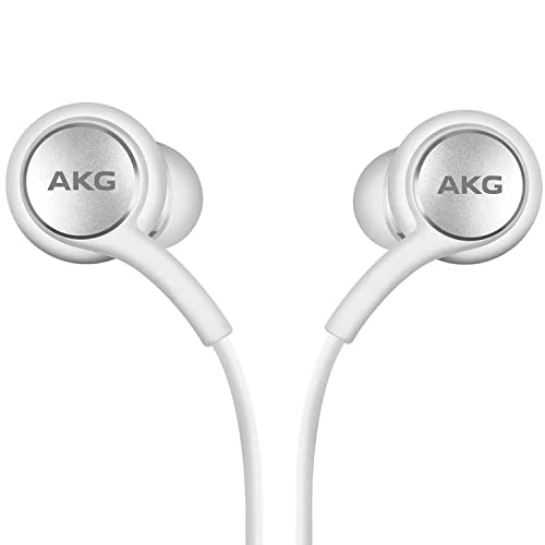 Image of SAMSUNG AKG Earbuds Original USB Type C in-Ear Earbud Headphones with Remote & Mic for Galaxy S23 Ultra, A53 5G, S22, S21 FE, S20, Note 10, 10+, S10 Plus - Braided - Includes Velvet Pouch - White