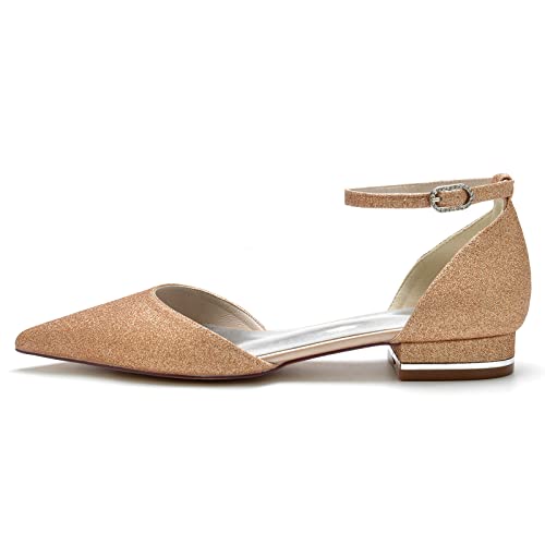 Wedding Bridal Shoes Women's Flats Ballet Shoes Dressy Comfortable Pointed Toe Bridal Flats2.5Cm4