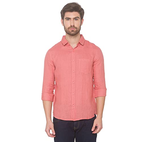 Image of Spykar Slim Fit Mint Green Shirts for Men - Full Sleeves