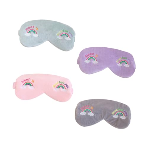 NOLITOY 4個 子供用レインボーアイマスク アイシェードカバー大人 女の子のためのアイシェード アイレスト 洗顔バンド レインボー スリーピング アイマスク 化粧目隠し 眼帯 ファブリック