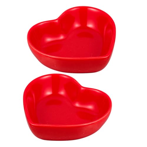 HOLIDYOYO 2pcs Heart Shaped Ceramic Side Dish Bowl, Ceramic Sauce Dish Seasoning Dishes Dipping Sauce Dishes Appetizer Plates for Wedding Birthday Party