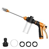 High Pressure Soap Sprayer for Garden Hose, Foam Gun Car Wash Sprayer with 3.5oz/100cc Plastic Soap Dispenser Bottle, Adjustable Nozzle for Gardening, Solar Panel Cleaning, Pet Showering (Orange)