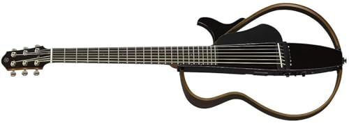 Image of Yamaha SLG200S TBL Steel String Silent Guitar with Hard Gig Bag, Translucent Black | Srt Powered Preamp, Detachable Travel Frame, Mahogany Body and Neck, Rosewood Fretboard, Headphone and Line Out