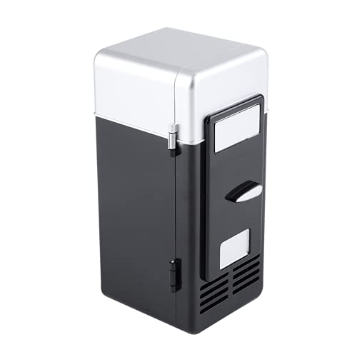 Mini USB Refrigerator, USB Refrigerator Drinks Beverage Cans Refrigerator and Heater Portable for Hotel Travel for Home Office for Car(Black)