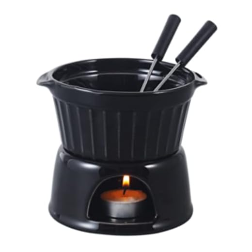 Aparelho de Fondue 4 Peças de Porcelana Classic Preto 400ml - Lyor