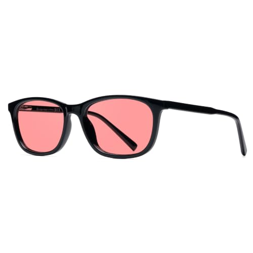 Image of Fluorescent-41 Pink Tinted Blue Light Blocking Glasses for Migraine, Light Sensitivity, Photophobia JF5002