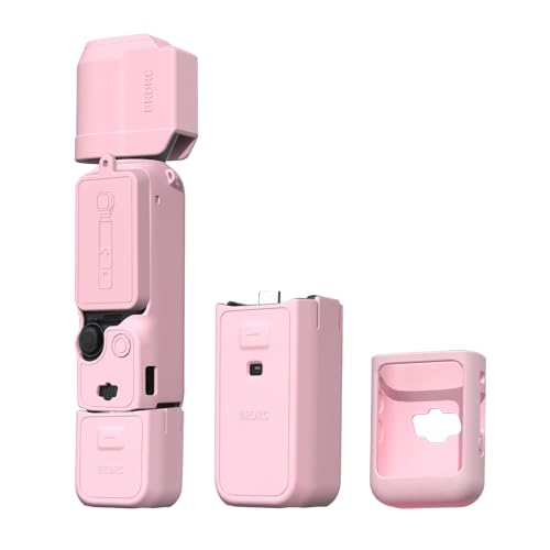 BRDRC Pocket 3 Silicone Cover, Protective Case Lens Protector Scratch-Resistant Sleeve Skin Compatible with DJI OSMO Pocket 3 Creator Combo Accessories(Pink)
