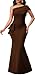 Formal Brown Dresses for Women Sexy Bodycon One Off Shoulder Mermaid Cocktail Floor Length Prom Long Dress with Zipper for Evening Party(Small)