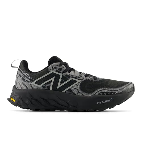New Balance Fresh Foam X Hierro V8 Tênis de corrida masculino, Preto/cinza sombra/preto, 40