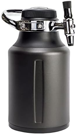 GrowlerWerks uKeg Go Carbonated Growler Beer Gift and Craft Beverage Dispenser for Beer, Soda, Cider, Kombucha and Cocktails, Amazing Gift for Beer Lovers,64 oz, Tungsten
